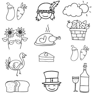 Şükran günü el Doodle çizmek nesne