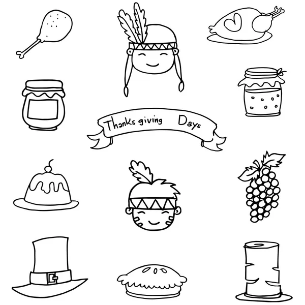 Icon thanksgiving element on doodles — Stock Vector