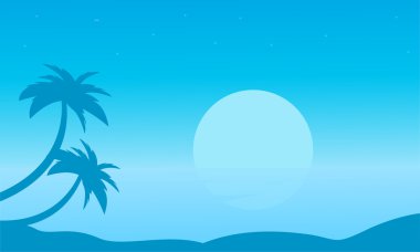 Beach palm peyzaj siluetleri ile