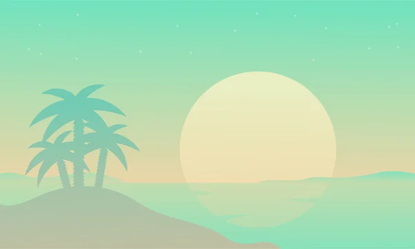 Sziluettjét, tenyér, a sunrise beach — Stock Vector