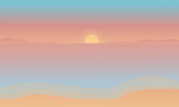 Silhueta de praia ao pôr do sol — Vetor de Stock