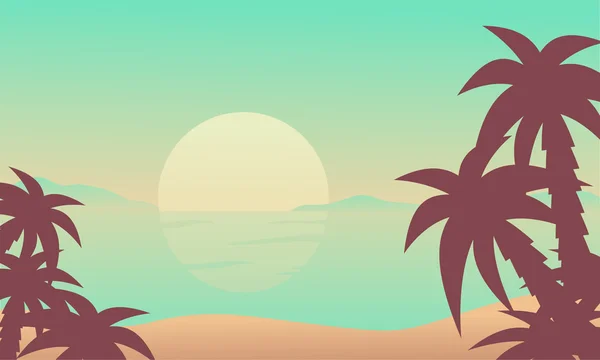 Силуэт пляжа на восходе солнца — стоковый вектор