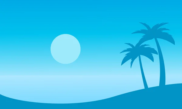 Beautiful landscape beach with palm silhouettes — Διανυσματικό Αρχείο