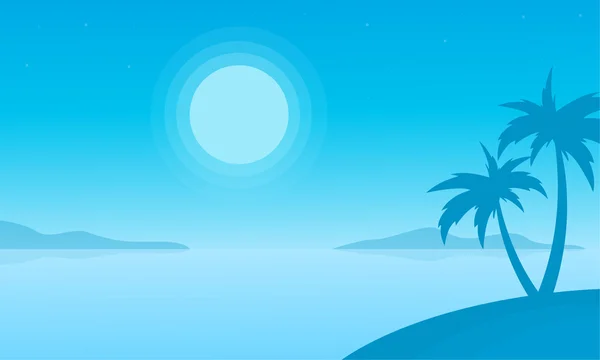 Silhouette of beach with palm scenery — Stock vektor