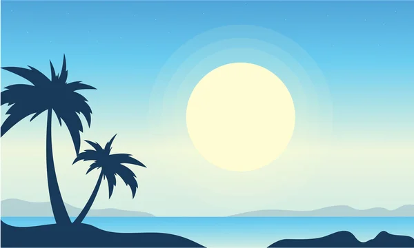 Silhouette of beach with big moon landscape — Stock vektor