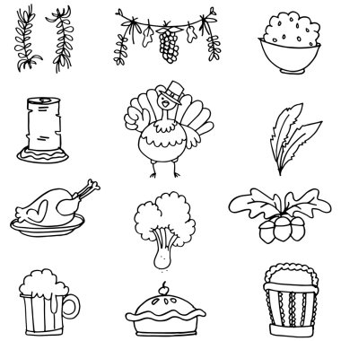 Şükran günü doodle vektör sanat