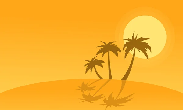 Silhouet van palm met reflectie op heuvels — Stockvector