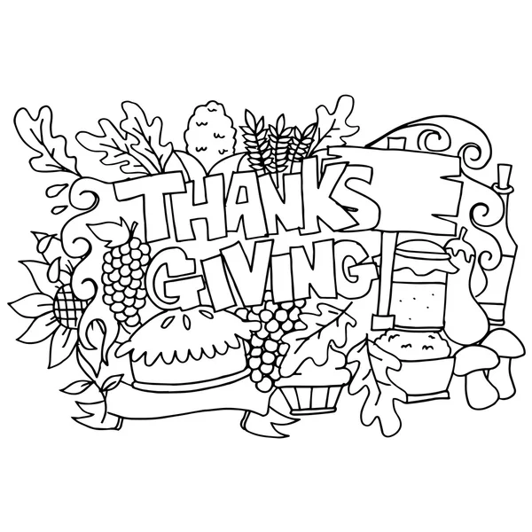 Hand draw element thanksgiving doodle art — Stock vektor