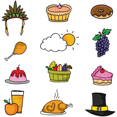 Şükran günü renkli öğe üzerinde karalamalar