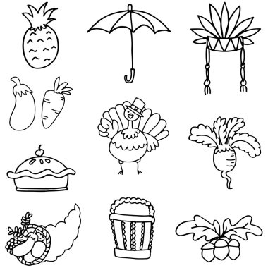 Şükran günü unsuru karalamalar ayarla