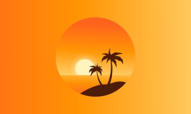 Collection of beach scenery silhouettes clipart