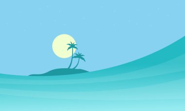 Siluetleri deniz ve ada manzara