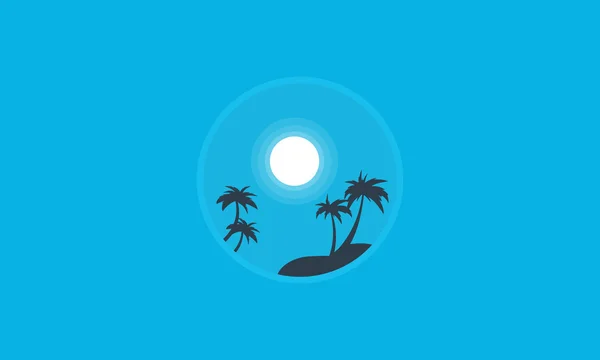 Paesaggio di palme e luna di sagome — Vettoriale Stock