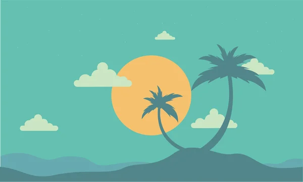 Silhouette de deux palmiers au coucher du soleil — Image vectorielle