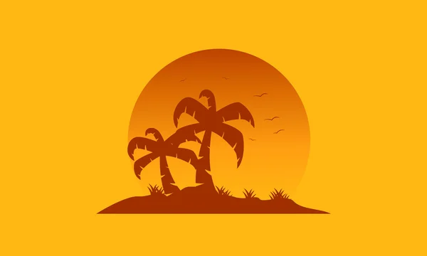 Silhouette of palm and bird scenery — Διανυσματικό Αρχείο