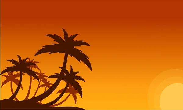 Silhouette of clump palm trees scenery — Stock vektor