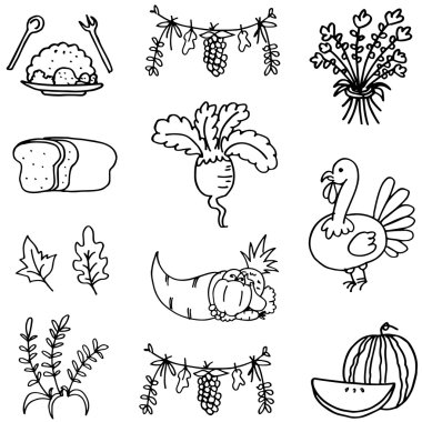 Koleksiyon hisse senedi Şükran karalamalar ayarla