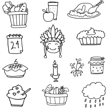 El Doodle çizmek öğe Şükran günü