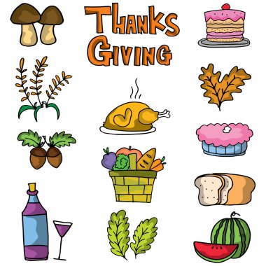 Şükran günü küme Doodles