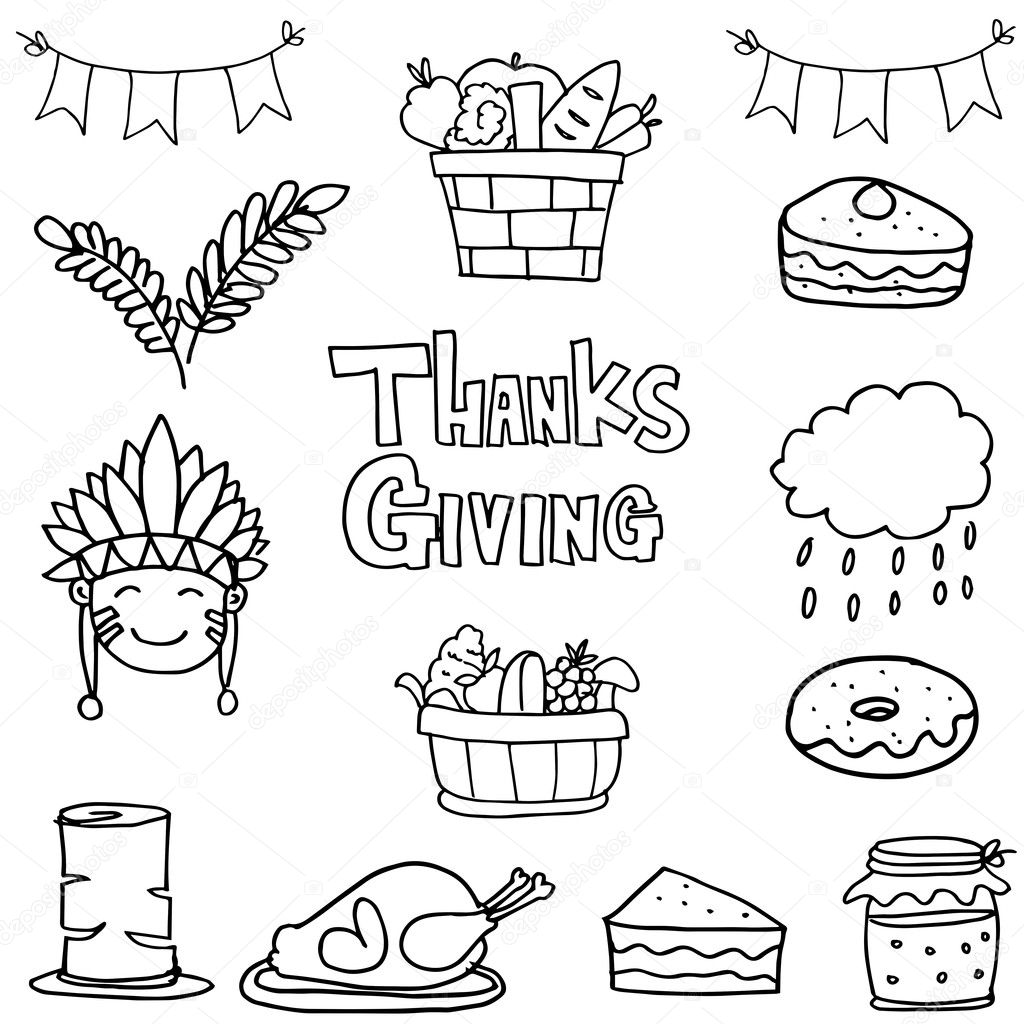 Hand draw element thanksgiving on doodles — Stock Vector ...