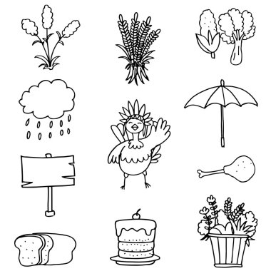 Öğe thanksgivig ele çekin üzerinde karalamalar