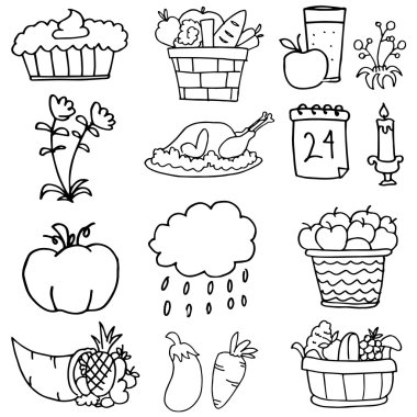 öğe Şükran karalamalar vektör çizim