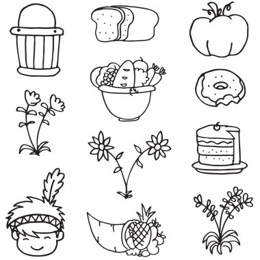 Şükran üzerinde karalamalar koleksiyonu ayarla