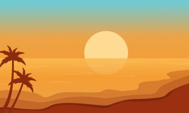 Gündoğumu sahne siluetleri kumsalda