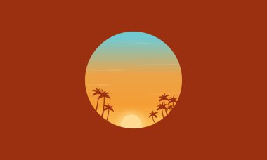 Günbatımı palmiye ağaçlarının silüetler sahne
