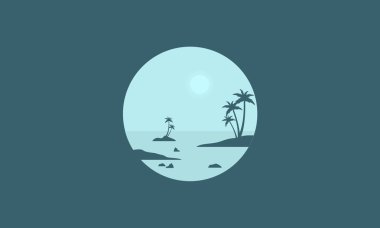 Deniz ve palm sahne siluet
