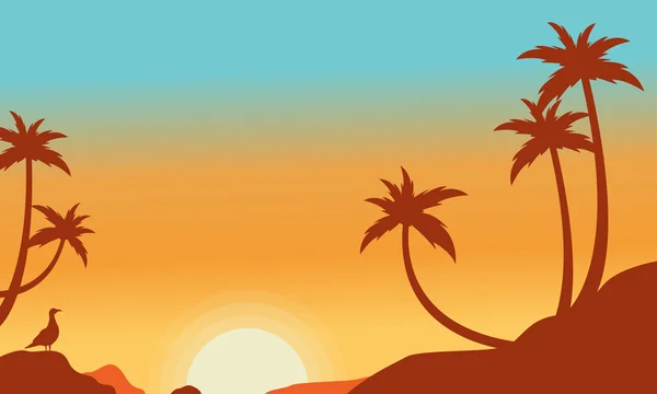 Silhouette de palmier sur la colline — Image vectorielle