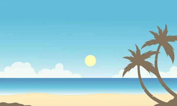 Silhouette di palma sul paesaggio della spiaggia — Vettoriale Stock