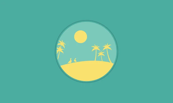 棕榈风光矢量平面的轮廓 — 图库矢量图片