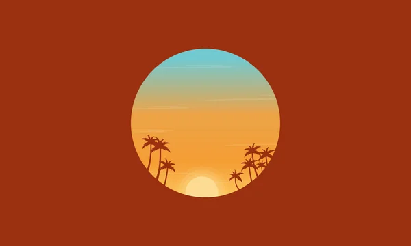 At sunset palm trees silhouettes scenery — Stock vektor