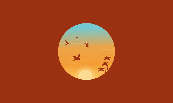 Vogel und Palme Silhouetten Landschaft — Stockvektor