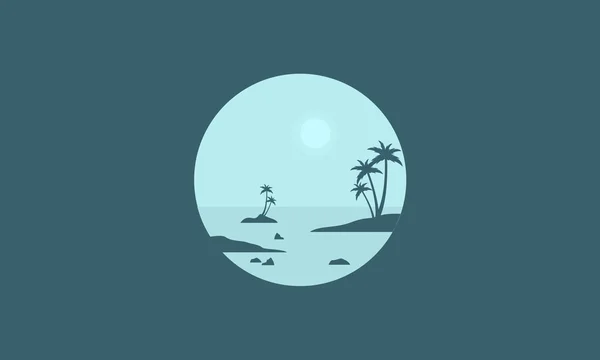 Silhouette of seaside and palm scenery — Διανυσματικό Αρχείο