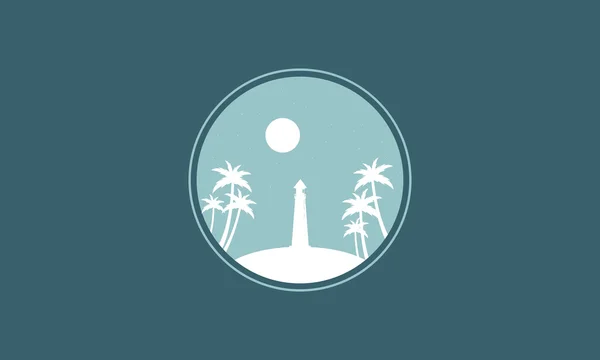 Silhouette of lighthouse and moon vector — Stock vektor