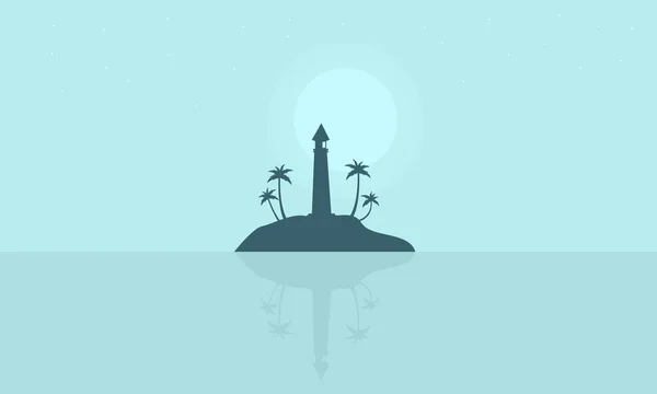 Silhouette delle isole con faro — Vettoriale Stock