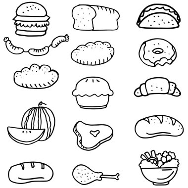 Çeşitli gıda vektör Doodle