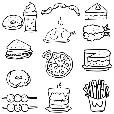 Gıda öğe koleksiyonu kümesi doodle