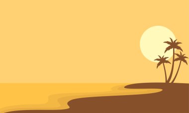 Plaj ve büyük güneş sahne siluet