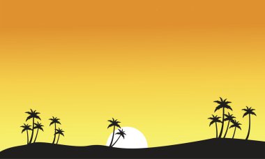 Sahil sahne Palm'da silüeti