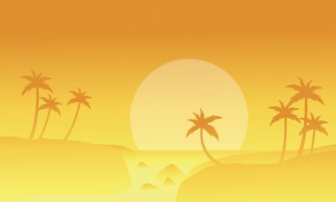 Deniz ve sis peyzaj siluetleri