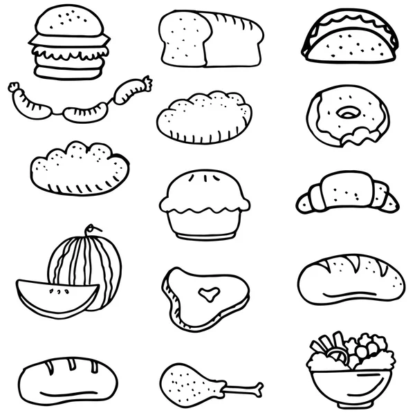 Doodle of various food vector — Stock Vector