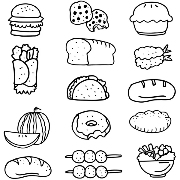 Doodle di scorte di raccolta di cibo — Vettoriale Stock