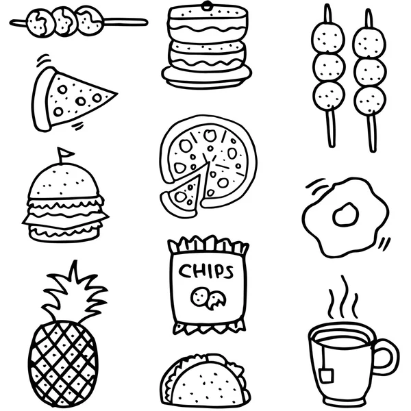 Doodle харчових наборів елементів запасів — стоковий вектор