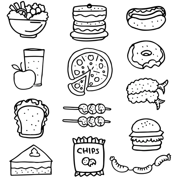 Doodle of fast food set — Stock Vector