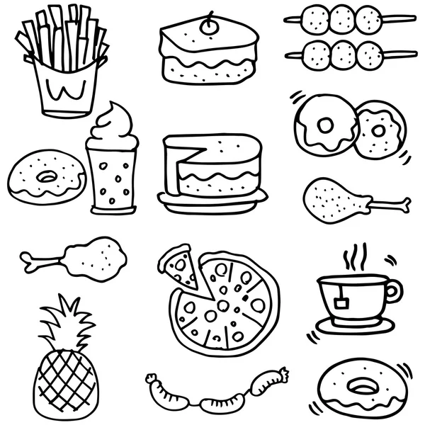 Doodle of food breakfast lunch or dinner — Stock Vector