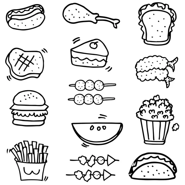 Doodle, élelmiszer- és gyümölcs-objektum — Stock Vector