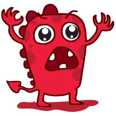 Karikatür komik kırmızı canavar T-shirt tasarım